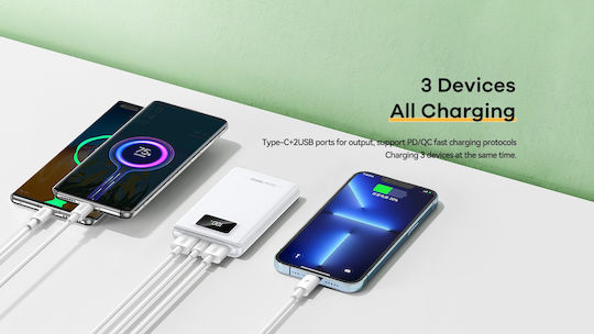 Remax RPP-319 Power Bank 10000mAh 22.5W with 2 USB-A Ports and USB-C Port Power Delivery White vista 3