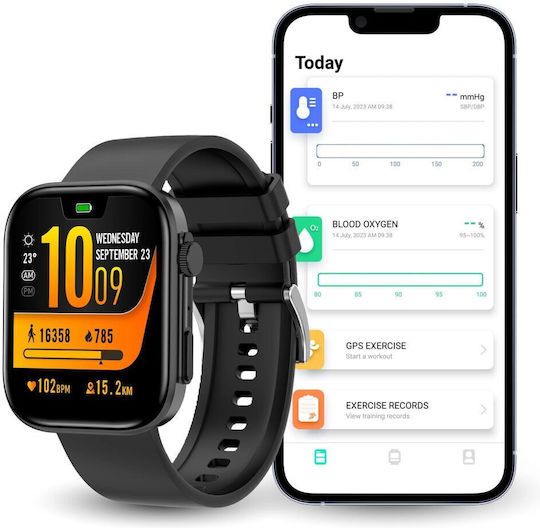 Contact Smartwatch with Heart Rate Monitor (Black) vue 6