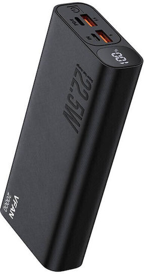Vipfan F07 Power Bank 20000mAh 22.5W with 2 USB-A Ports Power Delivery Black view 2