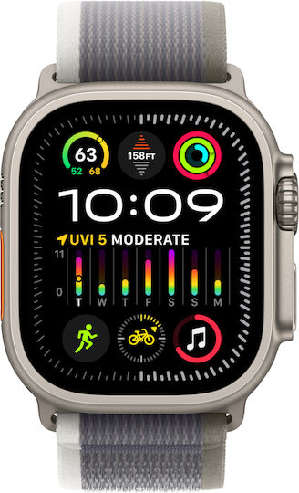 Apple Watch Ultra 2 Titanium 49mm Waterproof with eSIM and Heart Rate Monitor (Green/Grey Trail Loop M/L) view 1