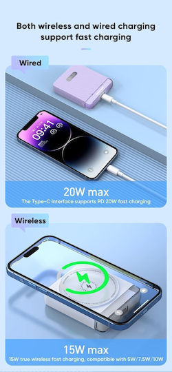 Vidvie PB799 MagSafe Power Bank 5000mAh 20W with USB-C Port Power Delivery Purple view 5