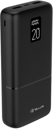 Tellur PD202 Power Bank 20000mAh 22.5W with 2 USB-A Ports and USB-C Port Power Delivery Black vista 2