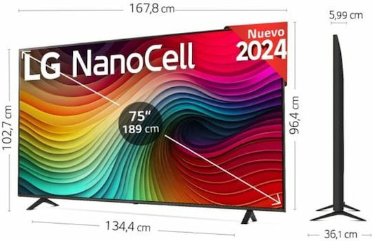 LG Smart Television 75" 4K UHD LED 75NANO82T6B HDR (2024) view 3