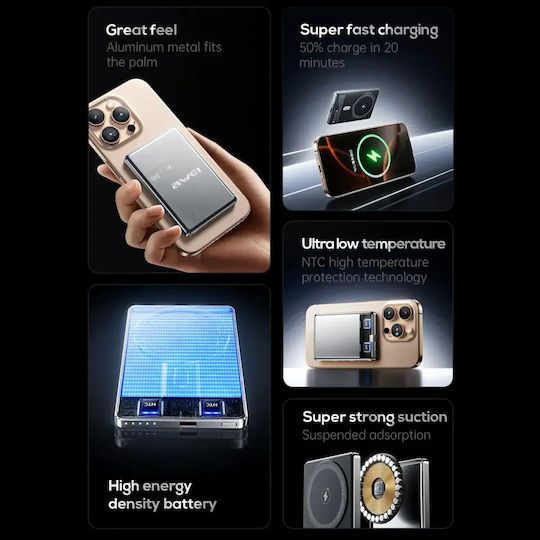 Awei PA-31 MagSafe Power Bank 10000mAh 5W Gray view 4
