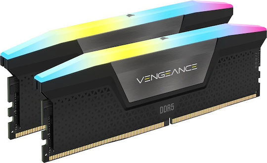 Corsair Vengeance RGB DDR5 96GB RAM with 2x48GB Modules and Speed 7200 for Desktop CMH96GX5M2B7200C40