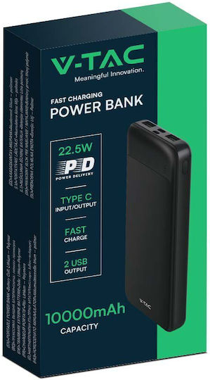 V-TAC 7833 Power Bank 10000mAh with USB-A Port and USB-C Port Black view 4