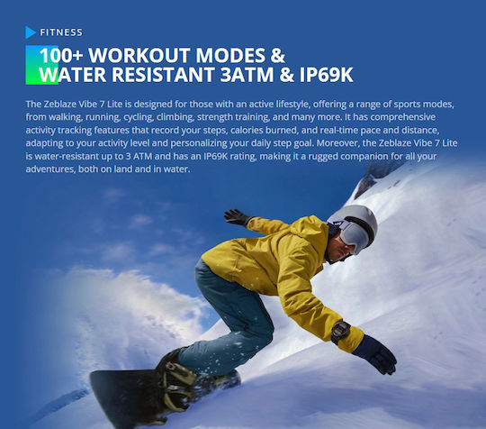 Zeblaze Vibe 7 Lite 49mm Smartwatch with Heart Rate Monitor (Black) view 8