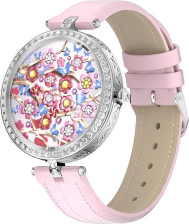Gt10 1.32 Inch Color Screen Smart Watch Support Heart Rate Monitoring Blood Pressure Monitoring Silver Pink view 1