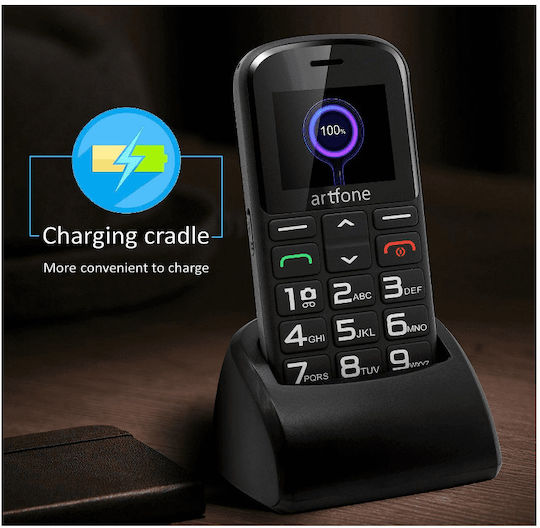Artfone CS182 Dual SIM Mobile with Large Buttons (Greek Menu) Black view 3