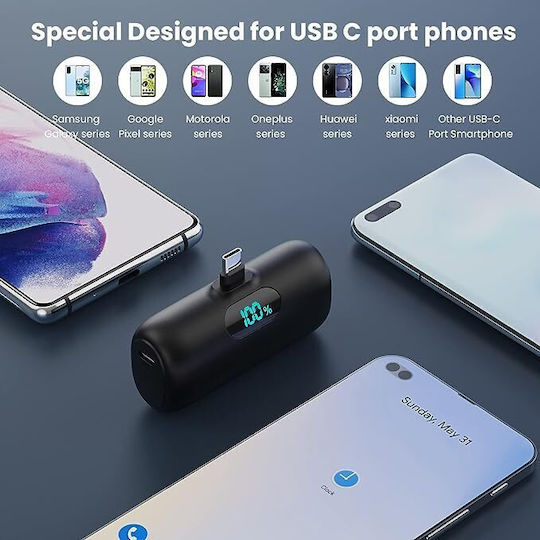 Portable K53-TYPE-C Power Bank 5000mAh 15W Power Delivery Black view 7