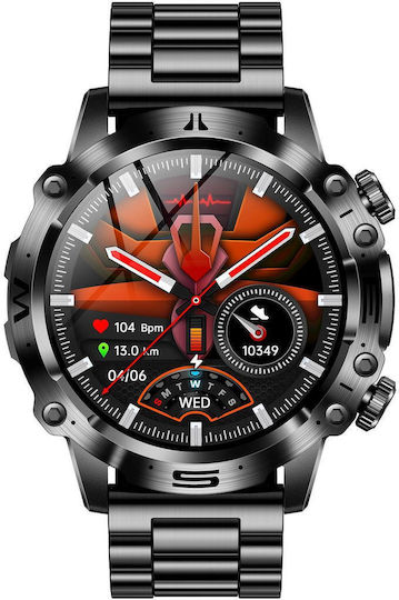 Et482 1.43 Inch Amoled Screen Sports Smart Watch Support Bluethooth Call Ecg Function Black Steel Band view 2