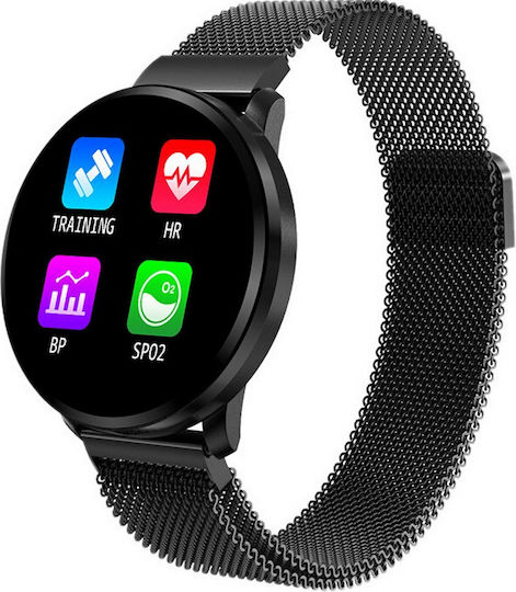 Smartwatch Fitness Bracelet Full Screen 68 Magnetic Metal Bracelet Heart Rate Monitoring Sleep Blood Pressure Monitoring Call Facebook Sms Notifications Ip67 Water Resistant 1.23 Full Touch Screen Black view 1
