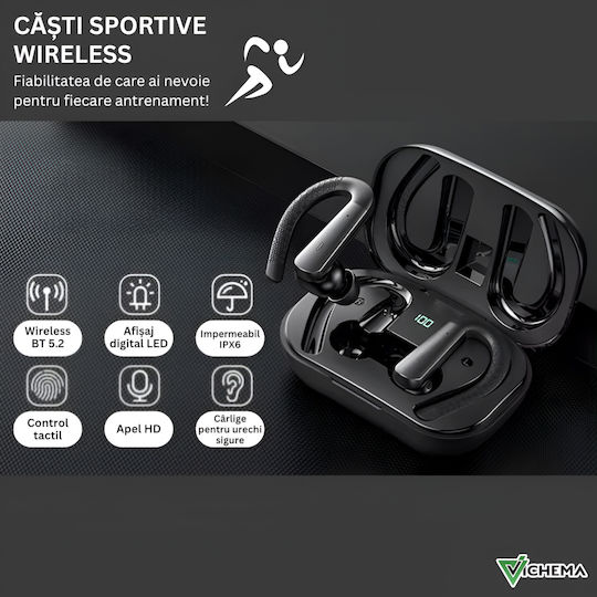 Vichema Aerofit Wireless Earbuds Hd Calls Ipx6 Waterproof Fast Charge Usb-c Touch Control Led Display Deep Bass Ios Android Black vista 5