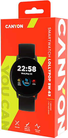 Canyon Lollypop SW-63 43mm Waterproof Smartwatch with Heart Rate Monitor (Black) view 7