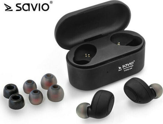 Savio TWS-04 In-ear Bluetooth Handsfree Earphones with Charging Case Black view 5
