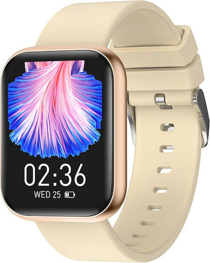 Idealstore Prosmart Smartwatch Body Temperature Monitoring Heart Rate Oxygen Sports Modes Ip68 Water Resistant Full Touch Screen Gold view 1