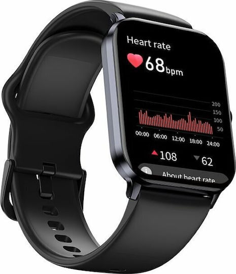 QCY GTC 46mm Smartwatch with Heart Rate Monitor (Black) vue 4
