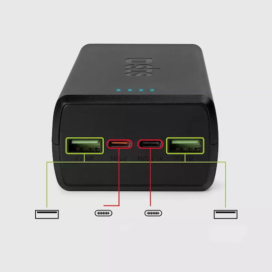 SBS Power Bank 30000mAh 20W with 2 USB-A Ports and 2 USB-C Ports Power Delivery Black vista 6