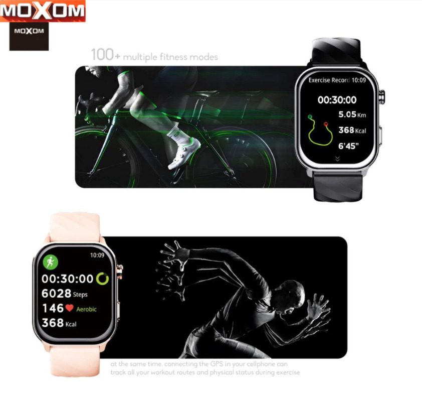 Moxom Mx-wh25 Smartwatch 2.01” Calls GPS 100+ Sport Modes Waterproof 10m & Health Tracker Black view 3