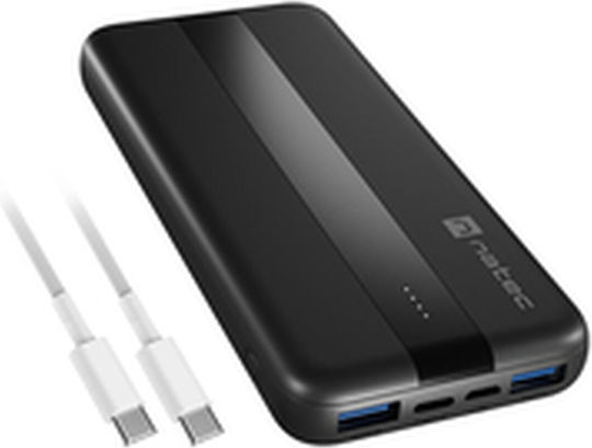 Natec Trevi Slim Q V2 Power Bank 10000mAh 18W with 2 USB-A Ports and 2 USB-C Ports Power Delivery Black view 3