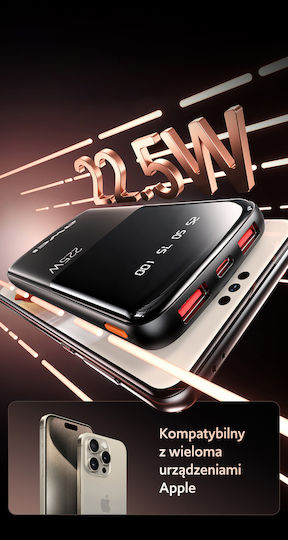 Awei P10K Power Bank 10000mAh 22.5W with 2 USB-A Ports and USB-C Port Black view 2