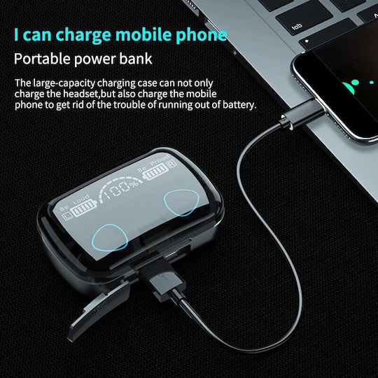 M10 In-ear Bluetooth Handsfree Earphones with Charging Case Black view 3