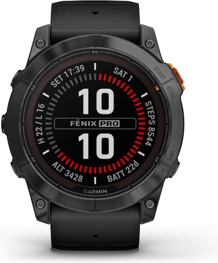 Garmin Fenix 7X Pro Solar Stainless Steel 51mm Waterproof Smartwatch with Heart Rate Monitor (Slate Grey with Black Band) view 2