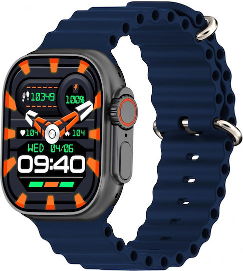 Kiano Solid Smartwatch with Heart Rate Monitor (Black and Blue Stripe) view 1