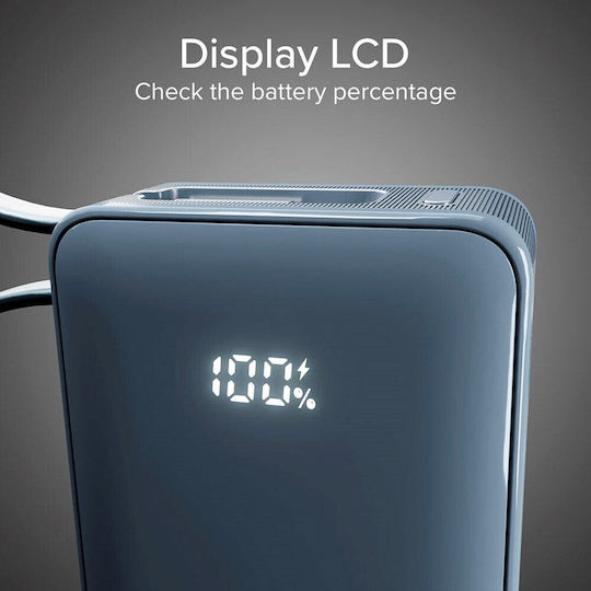 SBS Power Bank 10000mAh 22.5W with USB-A Port and USB-C Port Power Delivery Blue view 4