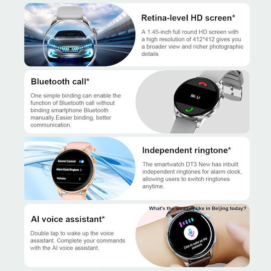 NO.1 DT3 New Smartwatch with Heart Rate Monitor (Pink) view 8