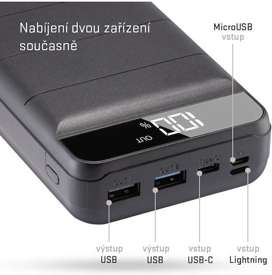 Yenkee YPB 3010 Power Bank 30000mAh with 2 USB-A Ports Black view 6