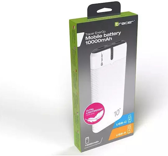 Tracer EnerGo Power Bank 10000mAh with 2 USB-A Ports and USB-C Port White / Black view 2