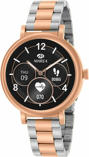 Marea Β61002 40mm Smartwatch with Heart Rate Monitor (Silver / Pink Gold) view 1