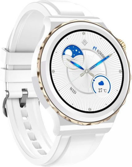 Aoke E23 Stainless Steel 44mm Smartwatch with Heart Rate Monitor (White) view 5