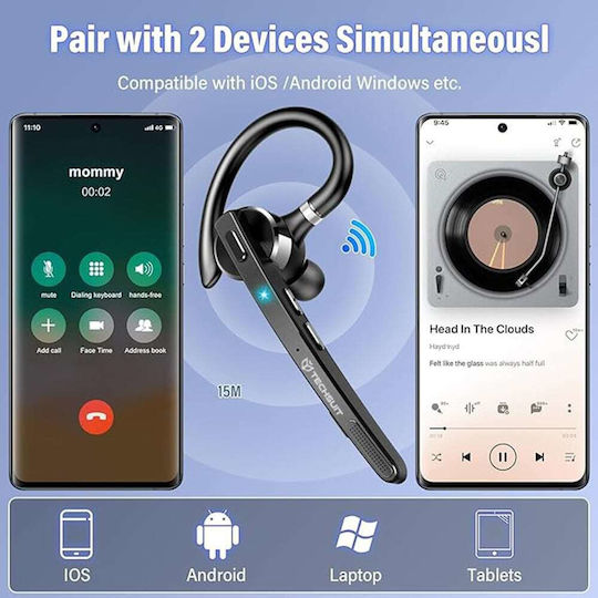 Techsuit TalkZen G9 In-ear Bluetooth Handsfree Earphone with Charging Case Black view 3