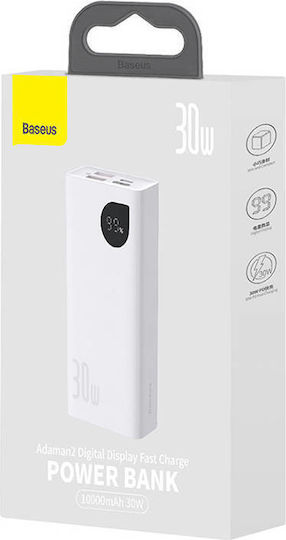 Baseus Adaman2 Power Bank 10000mAh 30W with 2 USB-A Ports and USB-C Port Power Delivery White view 7