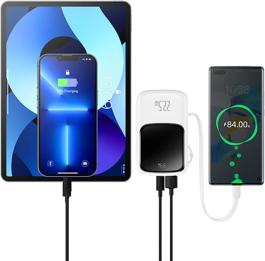 Baseus Qpow Power Bank 10000mAh 22.5W with USB-A Port and USB-C Port Power Delivery / Quick Charge 3.0 White view 6