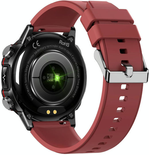 Et482 1.43 Inch Amoled Screen Sports Smart Watch Support Bluethooth Call Ecg Function Red Silicone Band view 3