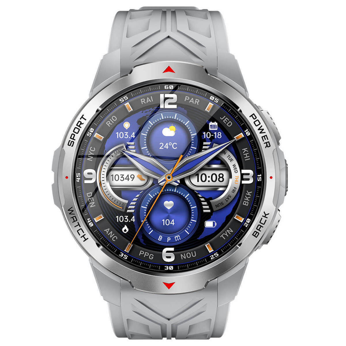 Microwear KT88 Smartwatch with Heart Rate Monitor (Grey Silicone) view 2