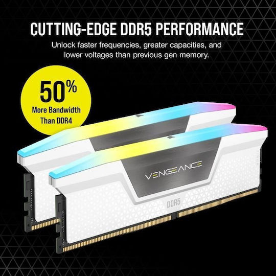 Corsair Vengeance RGB DDR5 32GB RAM with 2x16GB Modules and Speed 5200 for Desktop CMH32GX5M2B5200C40W vue 6