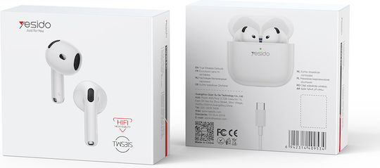 Yesido TWS31S Earbud Bluetooth Handsfree Earphones with Charging Case White view 4