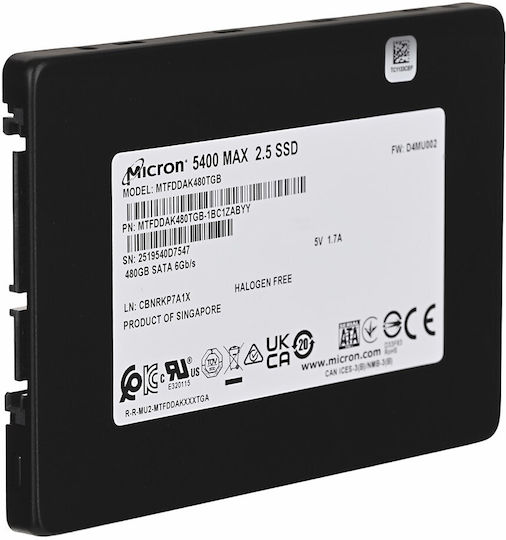 Micron Micron 5400 Max SSD 480GB 2.5'' SATA III Connection MTFDDAK480TGB-1BC1ZABYYT view 2