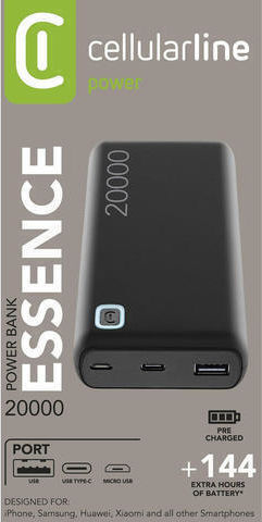 Cellular Line Essence Power Bank 20000mAh 12W with USB-A Port Black vue 4