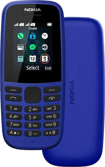 Nokia 105 (2019) Dual SIM Mobile with Buttons (English Menu) Blue view 6