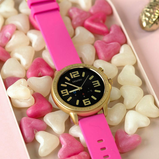 Oozoo Q00320 45mm Smartwatch with Heart Rate Monitor (Gold / Fuchsia) view 3