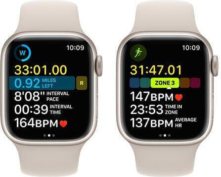Apple Watch Series 8 Aluminium 45mm Waterproof with Heart Rate Monitor (Starlight with Starlight Sport Band) view 6
