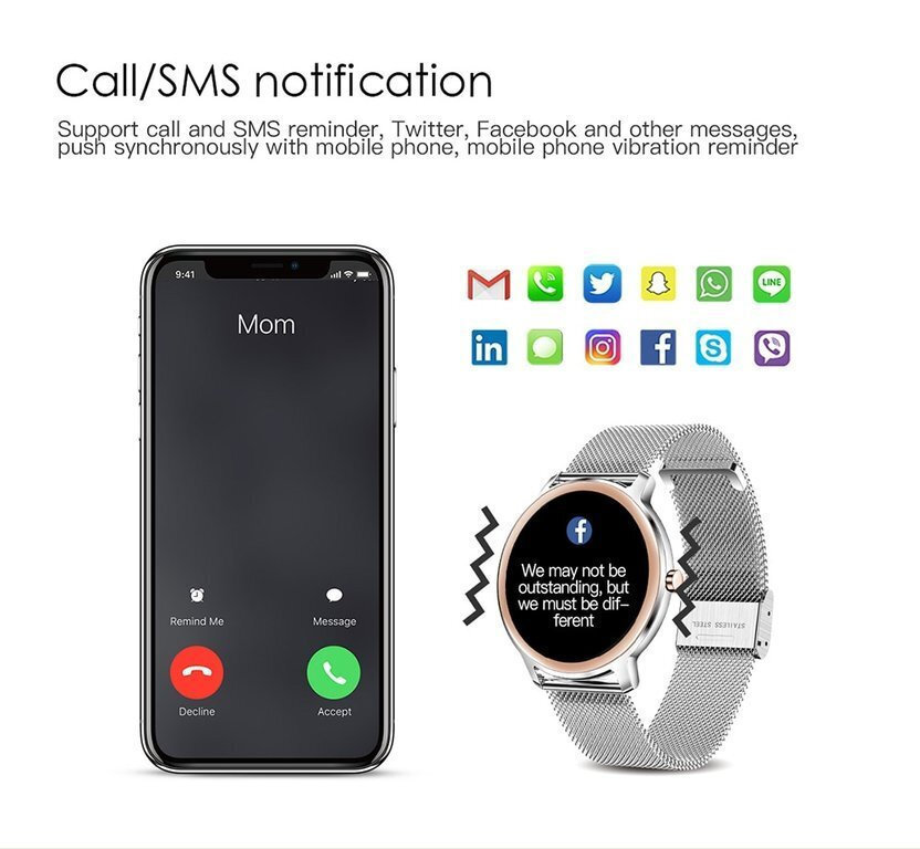 Rubicon SR014E Smartwatch with Heart Rate Monitor (Black) vista 2