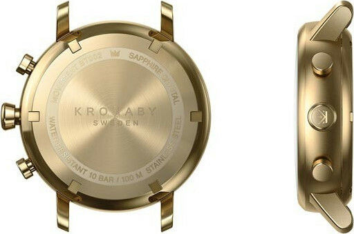 Kronaby Carat Hybrid Stainless Steel 38mm Waterproof Smartwatch (Gold Steel) view 4