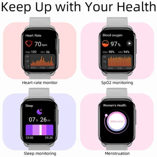 QCY Gs S6 Smartwatch with Heart Rate Monitor (Gray) view 5