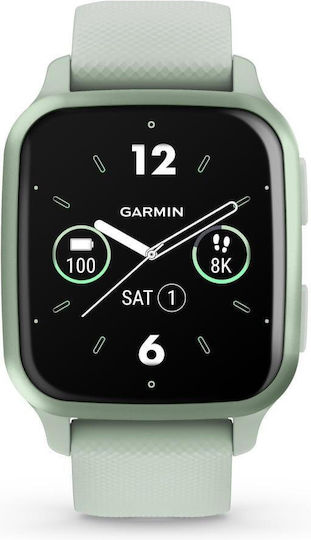 Garmin Venu Sq 2 Aluminium 40mm Waterproof Smartwatch with Heart Rate Monitor (Metallic Mint Aluminium Bezel with Cool Mint Case and Silicone Band) view 1